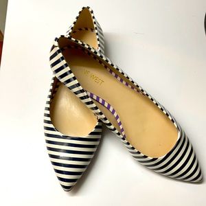 Navy and white stripped Nine West flats